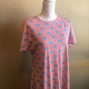 lularoe Maxi dress medium USA Flag America Stretch Shirt Sleeve Red White blue